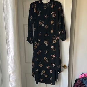 Who What Wear Black Asymmetrical Ruffled Dress